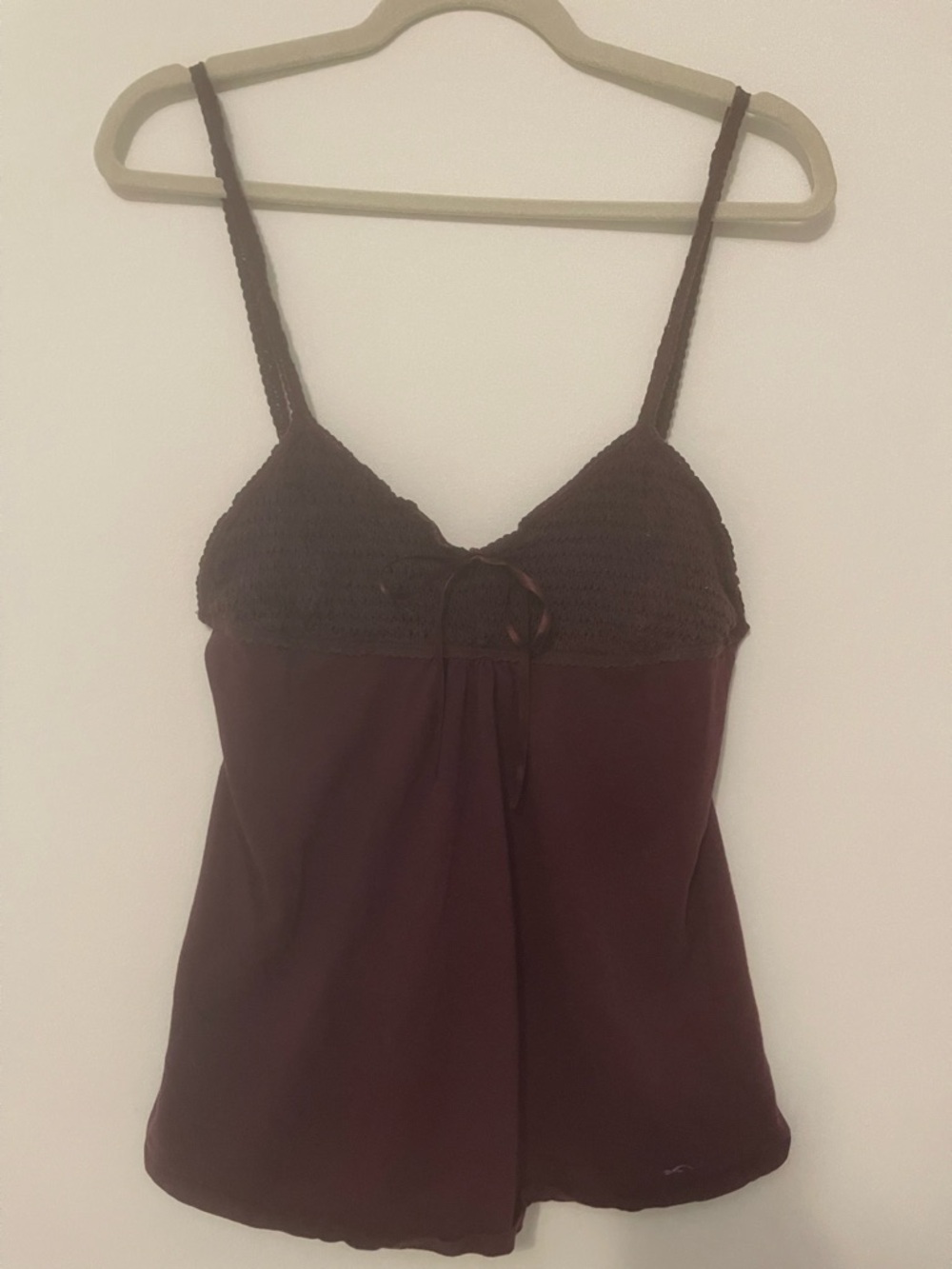 Hollister Maroon Smocked Bust Spaghetti Strap Camisole